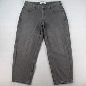 Hollister Low-Rise Taper Baggy Jeans Mens 16L W33 Grey Washed Denim 100 Cotton